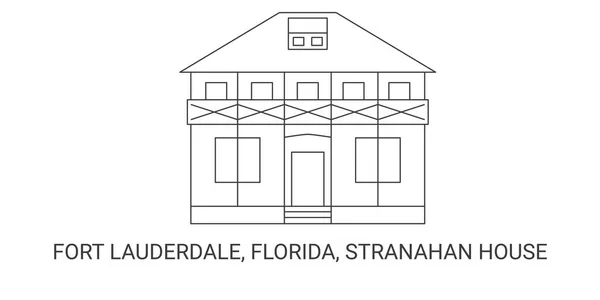 Estados Unidos Fort Lauderdale Florida Stranahan House Ilustración Vector Línea — Archivo Imágenes Vectoriales