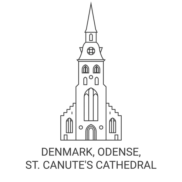 Δανία Odense Canutes Καθεδρικός Ναός Ταξίδια Ορόσημο Γραμμή Διανυσματική Απεικόνιση — Διανυσματικό Αρχείο
