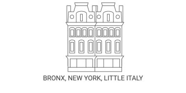 Amerika Birleşik Devletleri, Bronx, New York, Küçük İtalya, seyahat çizgisi vektör ilüstrasyonu