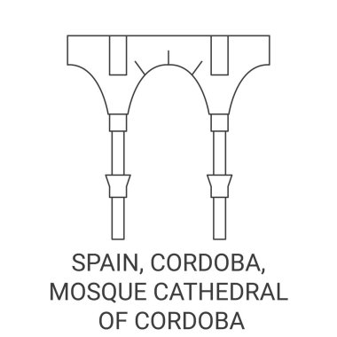 Cordoba 'nın İspanya, Cordoba Camii Katedrali seyahat çizgisi çizelgesi çizimi