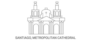 Chle, Santiago, Metropolitan Katedrali, seyahat çizgisi çizgisi illüstrasyonu