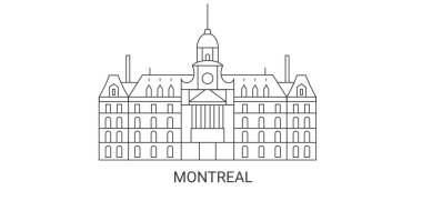 Kanada ve Montreal seyahat simgesi vektör çizimi