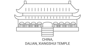 Çin, Dalian, Xiangshui Tapınağı seyahat çizgisi çizelgesi çizimi