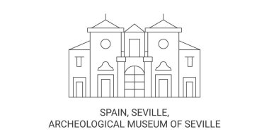 İspanya, Sevilla, Sevilla Arkeoloji Müzesi, seyahat çizgisi çizgisi illüstrasyonu