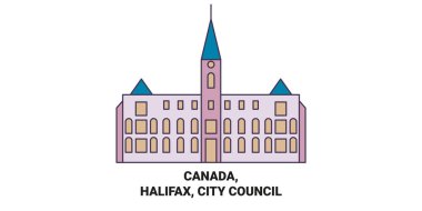 Kanada, Halifax, Şehir Konseyi seyahat çizgisi vektör ilüstrasyonu