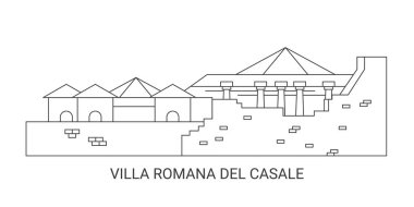 İtalya, Villa Romana Del Casale seyahat çizgisi vektör illüstrasyonu