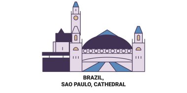 Brezilya, Sao Paulo, Katedral seyahat çizgisi vektör ilüstrasyonu