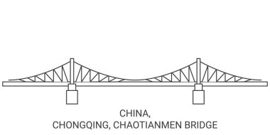 Çin, Chongqing, Chaotianmen Köprüsü seyahat çizgisi çizgisi çizimi