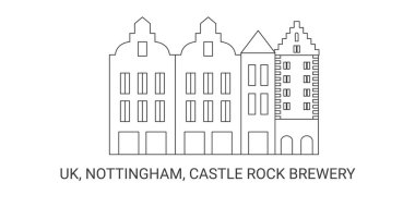 İngiltere, Nottingham, Castle Rock Bira Fabrikası, seyahat çizgisi illüstrasyonu