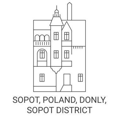 Polonya, Sopot, Donly, Sopot Bölgesi seyahat çizgisi vektör ilüstrasyonu