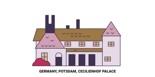 Tyskland Potsdam Cecilienhof Palace Resa Landmärke Linje Vektor Illustration — Stock vektor
