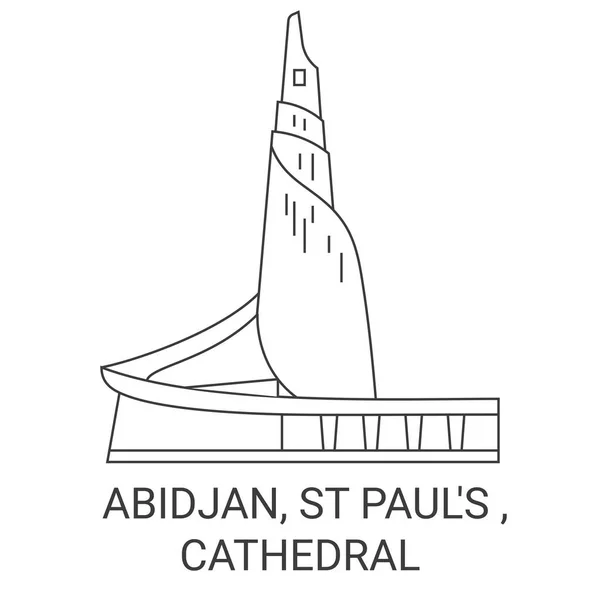 Cote Divoire Abidjan Pauls Katedral Seyahat Çizgisi Vektör Ilüstrasyonu — Stok Vektör