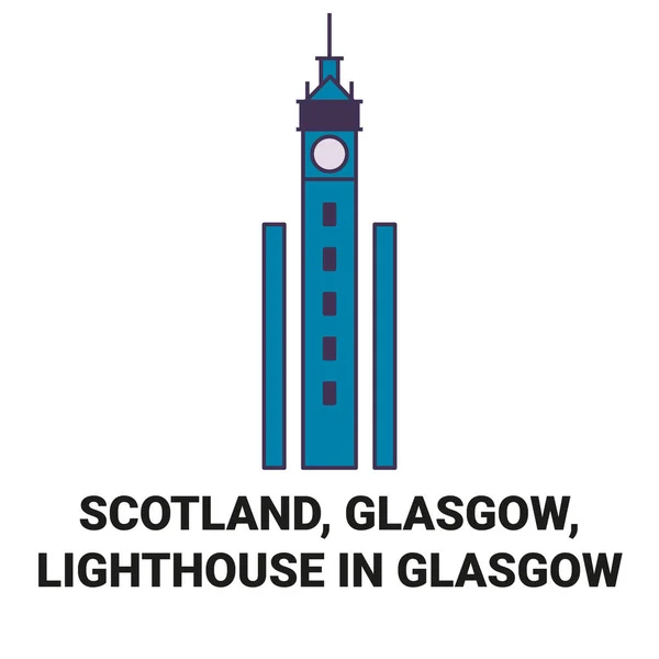 Escócia Glasgow Farol Glasgow Viagem Marco Linha Vetor Ilustração —  Vetores de Stock