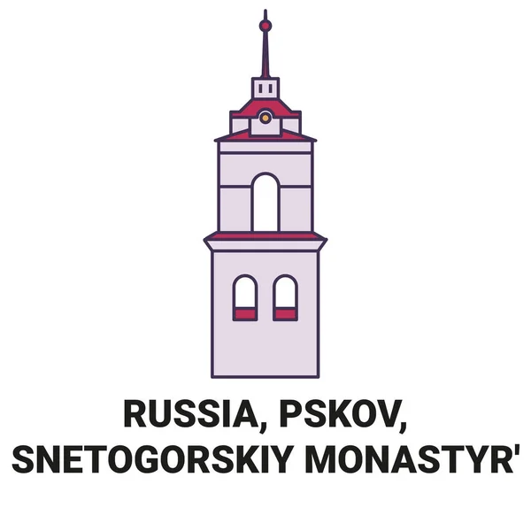 Rosja Psków Snetogorskij Monastyr Podróży Punkt Orientacyjny Linia Wektor Ilustracja — Wektor stockowy