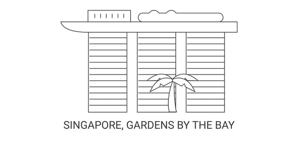 Singapur Gardens Bay Ilustración Vector Línea Referencia Viaje — Archivo Imágenes Vectoriales
