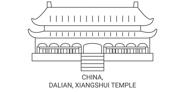 China Dalian Xiangshui Templo Viaje Hito Línea Vector Ilustración — Vector de stock