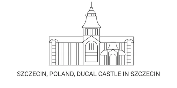Polen Stettin Herzogliche Burg Stettin Reise Meilenstein Linienvektorillustration — Stockvektor
