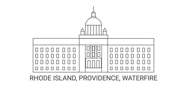 États Unis Rhode Island Providence Waterfire Illustration Vectorielle Ligne Repère — Image vectorielle