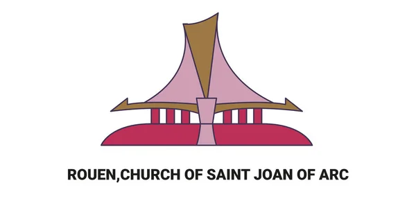 Frankreich Rouen Kirche Der Heiligen Jeanne Arc Reise Meilenstein Linienvektorillustration — Stockvektor