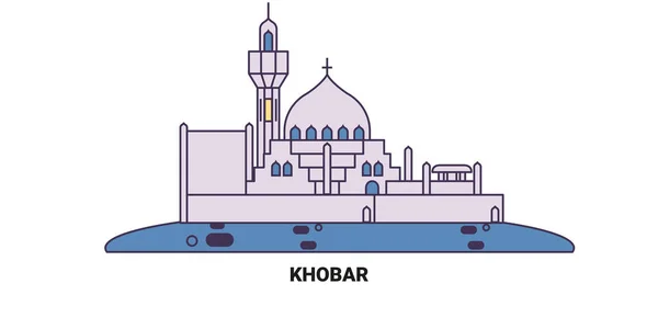 Arabie Saoudite Khobar Voyages Illustration Vectorielle Ligne Historique — Image vectorielle