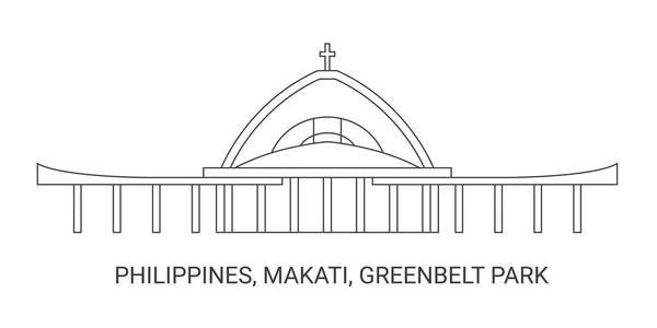 Filipíny Makati Greenbelt Park Vektorová Ilustrace Trasy — Stockový vektor
