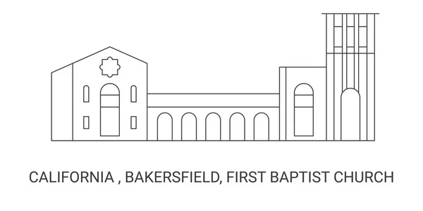 Verenigde Staten Californië Bakersfield First Baptist Church Reizen Oriëntatiepunt Vector — Stockvector