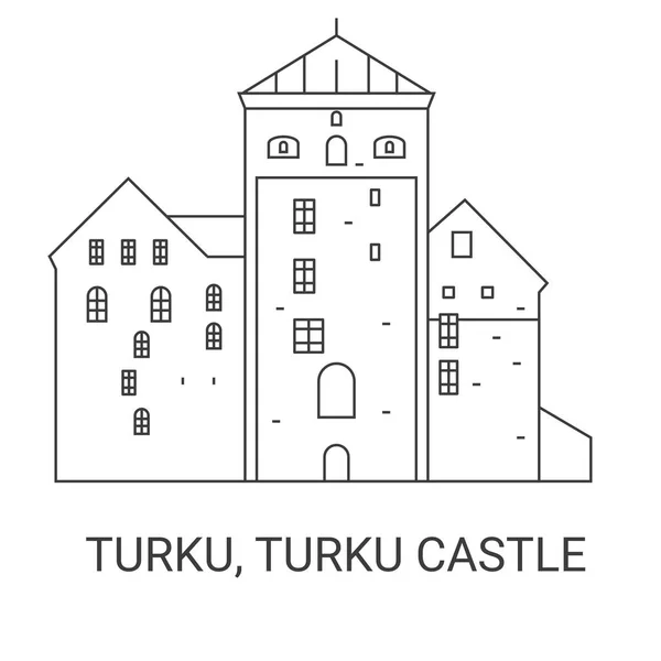 Finlândia Turku Castelo Turku Ilustração Vetor Linha Referência Viagem —  Vetores de Stock