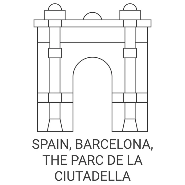 España Barcelona Parc Ciutadella Recorrido Hito Línea Vector Ilustración — Archivo Imágenes Vectoriales