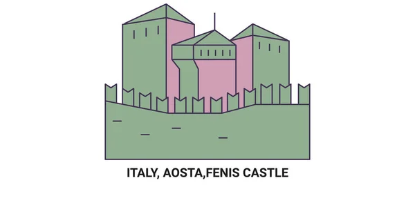 イタリア Aosta Nis Castleトラベルランドマークラインベクトルイラスト — ストックベクタ