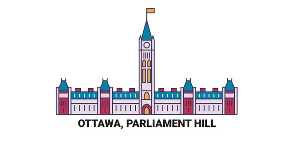 Καναδάς Οττάβα Κοινοβούλιο Hill Ταξίδια Ορόσημο Γραμμή Διανυσματική Απεικόνιση — Διανυσματικό Αρχείο