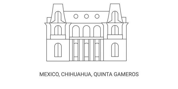 Meksika Chihuahua Quinta Gameros Seyahat Çizgisi Çizelgesi Çizimi — Stok Vektör