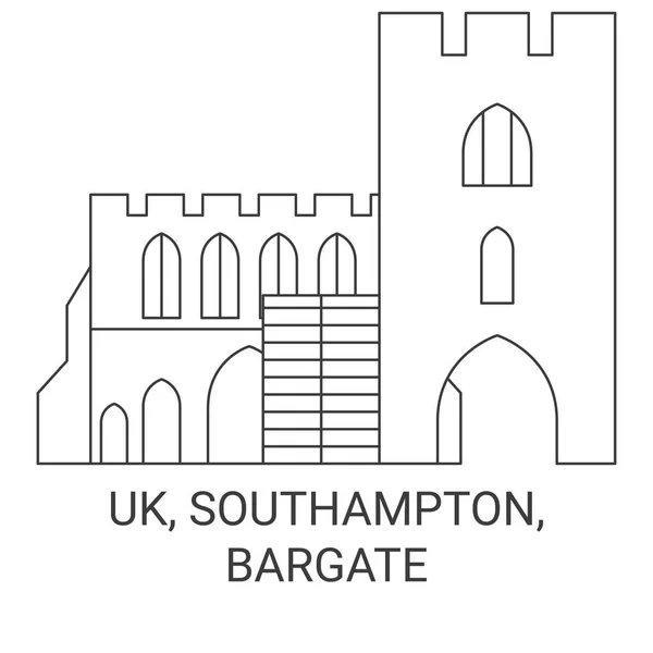 England Southampton Bargate Travels Landmark Line Vector Illustration — стоковий вектор