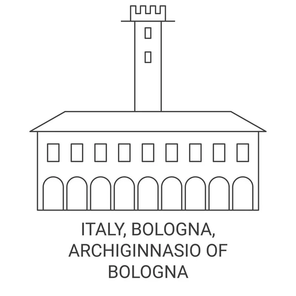 Italie Bologne Archiginnasio Bologne Illustration Vectorielle Ligne Voyage Historique — Image vectorielle
