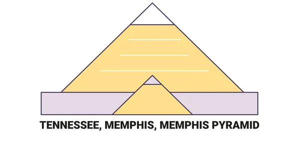 Spojené Státy Americké Tennessee Memphis Memphis Pyramid Travel Landmark Line — Stockový vektor