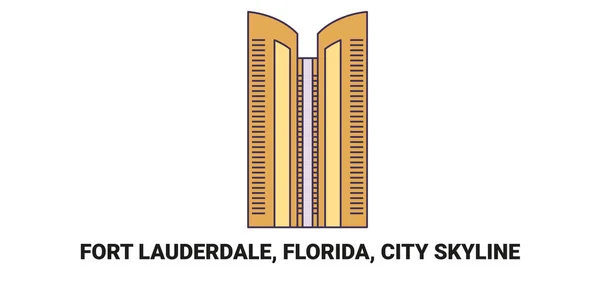 Verenigde Staten Fort Lauderdale Florida City Skyline Reizen Oriëntatiepunt Vector — Stockvector