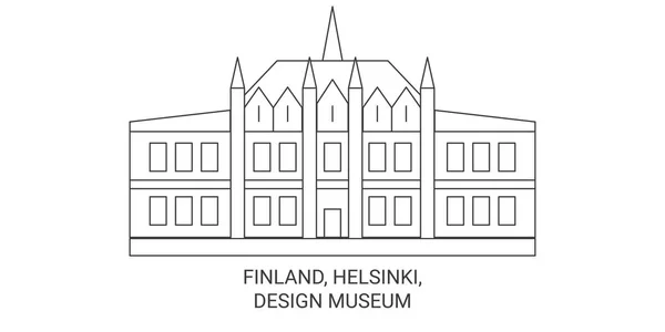 Finnország Helsinki Design Múzeum Utazás Mérföldkő Vonal Vektor Illusztráció — Stock Vector