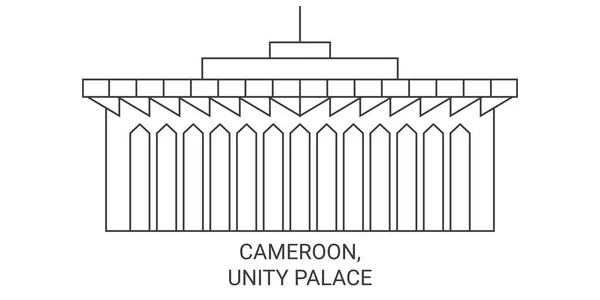 Cameroun Unity Palace Voyages Illustration Vectorielle Ligne Historique — Image vectorielle