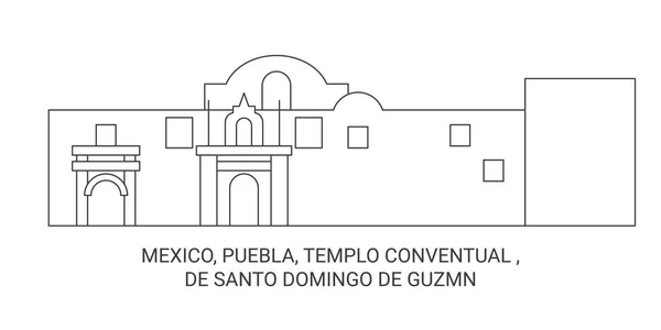 México Puebla Templo Conventual Santo Domingo Guzmn Recorrido Hito Línea — Vector de stock