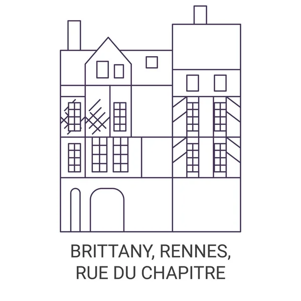 Francia Rennes Rue Chapitre Viaggio Pietra Miliare Linea Vettoriale Illustrazione — Vettoriale Stock