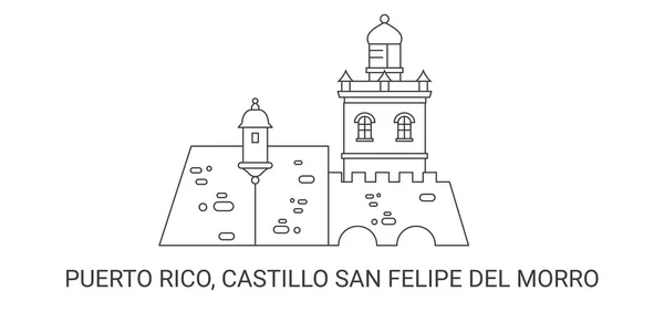 波多黎各 Castillo San Felipe Del Morro 旅行地标线矢量说明 — 图库矢量图片
