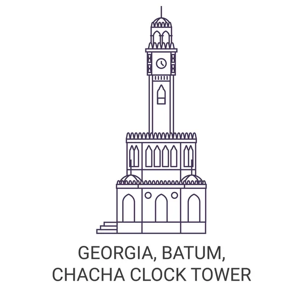 Georgia Batum Chacha Hodiny Tower Cestovní Orientační Linie Vektorové Ilustrace — Stockový vektor