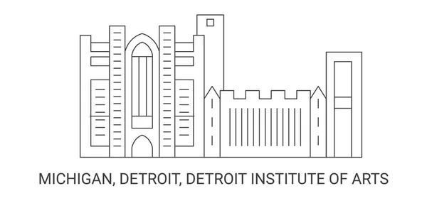 Estados Unidos Michigan Detroit Detroit Institute Arts Ilustración Vectores Línea — Vector de stock