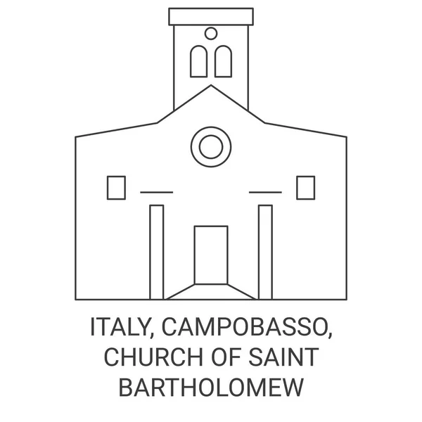 Italy Campobasso Church Saint Bartholomew Travel Landmark Line Vector Illustration — 스톡 벡터