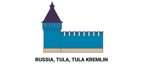 Rusya Tula Tula Kremlin Seyahat Çizgisi Vektör Ilüstrasyonu — Stok Vektör
