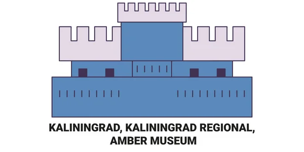 Ryssland Kaliningrad Kaliningrad Regional Amber Museum Resa Landmärke Linje Vektor — Stock vektor