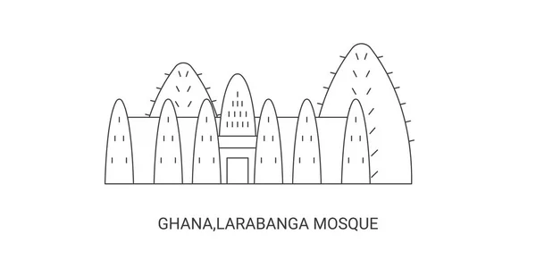 Ghana Mosquée Larabanga Illustration Vectorielle Ligne Repère Voyage — Image vectorielle