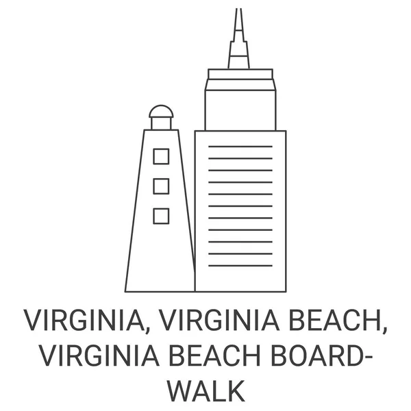 Estados Unidos Virgínia Virginia Beach Virgínia Beach Boardwalk Viagem Marco — Vetor de Stock