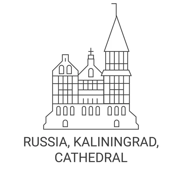 Russie Kaliningrad Cathédrale Voyage Ligne Vectorielle Illustration — Image vectorielle