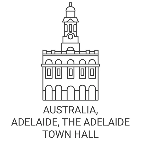 オーストラリア アデレード アデレード市役所旅行ランドマークラインベクトルイラスト — ストックベクタ