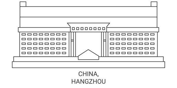 Čína Hangzhou Cestovní Mezník Linie Vektorové Ilustrace — Stockový vektor